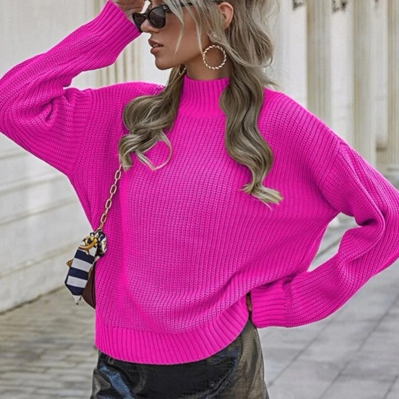 Ribbed Knit Mock Neck Sweater. - Picture 13 of 16